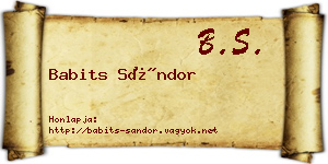 Babits Sándor névjegykártya